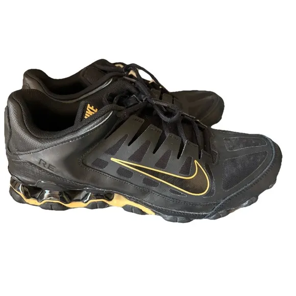 Nike REAX 8 TR MESH Black Gold 621716-020 Athletic Sneaker MENS US 13 Activewear
