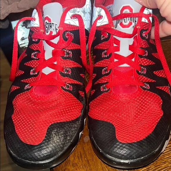 Nike Red and Black Sneakers with Geometric Design