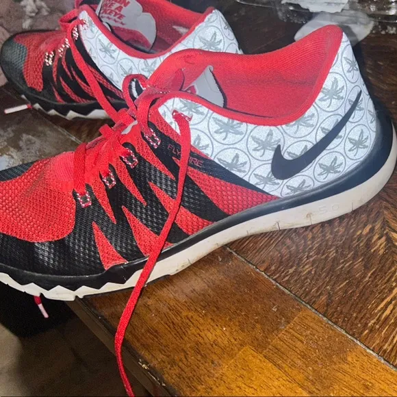 Nike Red and Black Sneakers with Geometric Design