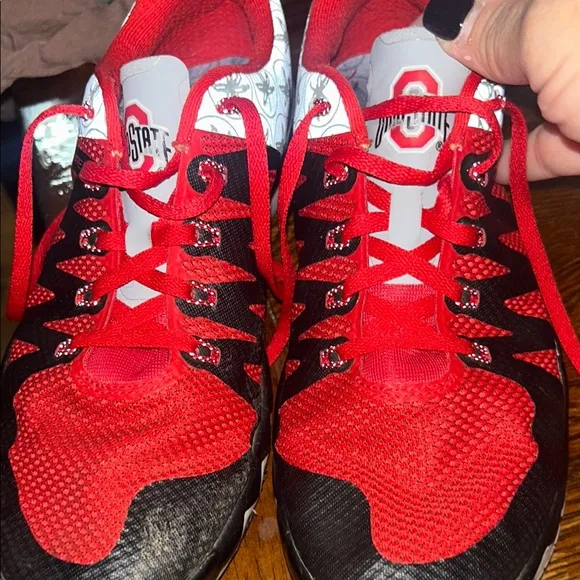 Nike Red and Black Sneakers with Geometric Design