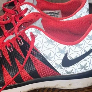 Nike Red and Black Sneakers with Geometric Design