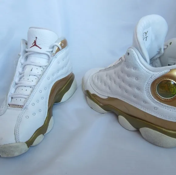 Nike Retro Air Jordan 13 XIII Tennis Basketball Shoes White Gold Youth Size 4.5Y