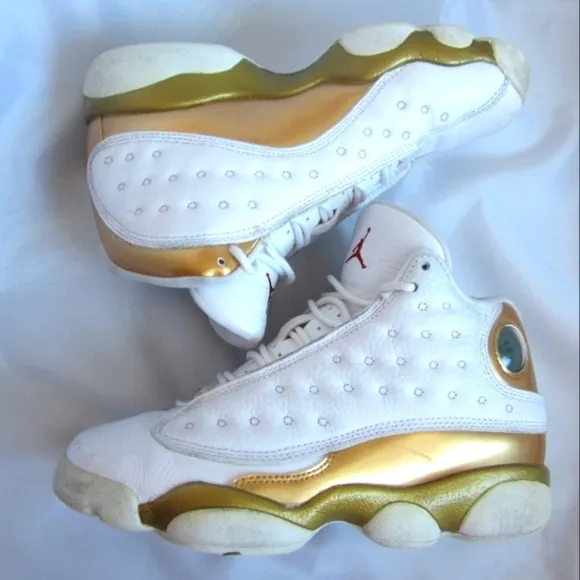 Nike Retro Air Jordan 13 XIII Tennis Basketball Shoes White Gold Youth Size 4.5Y