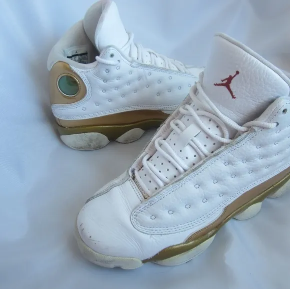 Nike Retro Air Jordan 13 XIII Tennis Basketball Shoes White Gold Youth Size 4.5Y
