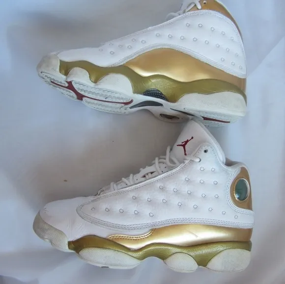 Nike Retro Air Jordan 13 XIII Tennis Basketball Shoes White Gold Youth Size 4.5Y