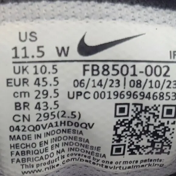 Nike Revolution 7 Men's Size US 11.5 Wide Black White Road Running Sneaker Shoes