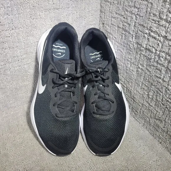 Nike Revolution 7 Men's Size US 11.5 Wide Black White Road Running Sneaker Shoes