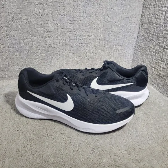 Nike Revolution 7 Men's Size US 14 Wide Black White Road Running Sneaker Shoes