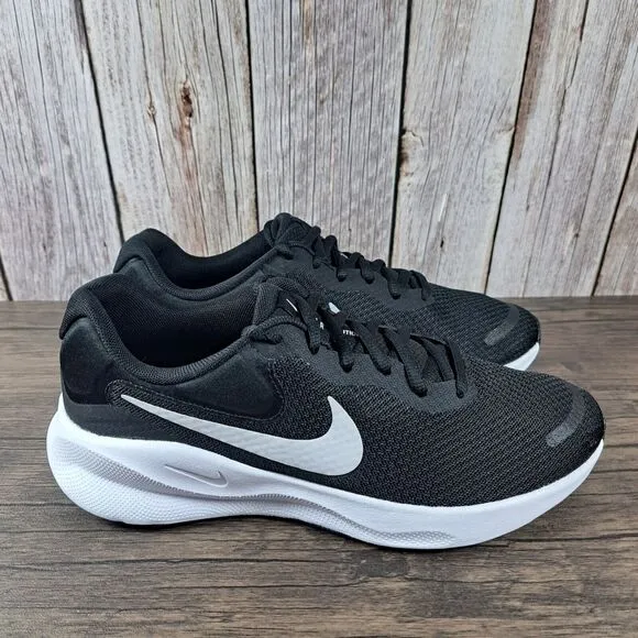 Nike Revolution 7 Road Running Shoes Men's Sz 7 Black White (VGC)