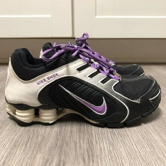 Nike Shox Running Shoes Women's Size 5.5 Purple White Black Sneakers Ravens