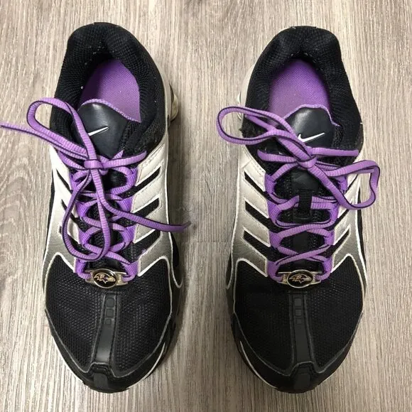 Nike Shox Running Shoes Women's Size 5.5 Purple White Black Sneakers Ravens