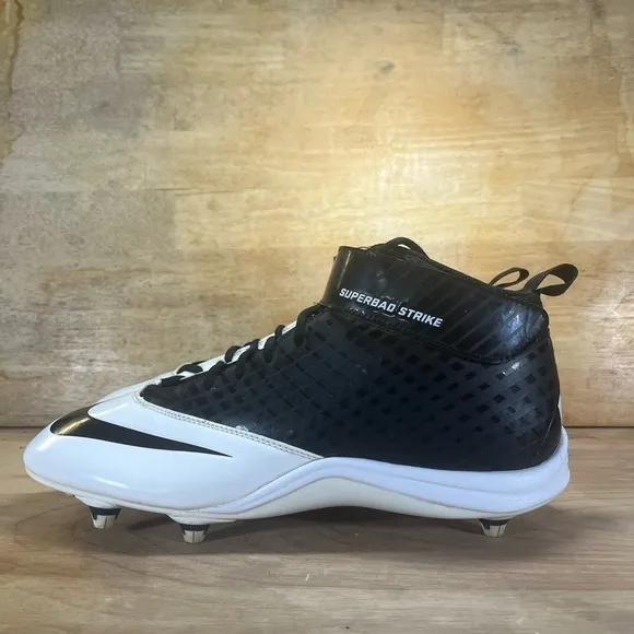 Nike SuperBad Strike Mens Size 13 Football Cleats Shoes  Black White 510951-001