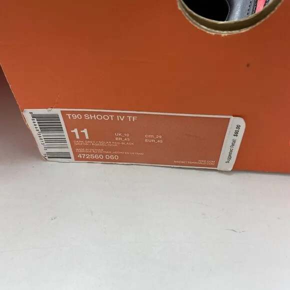 Nike T90 Shoot IV TF Mens Size 11 Football Soccer Shoes New With Box