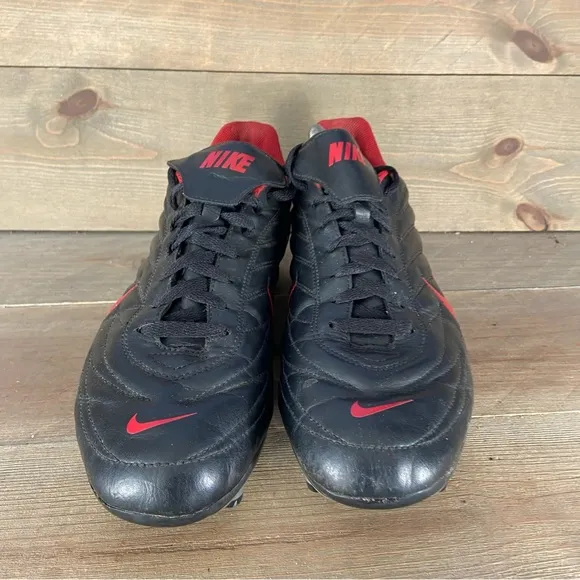 nike tiempo park FG mens size 12 soccer cleats black leather athletic shoes