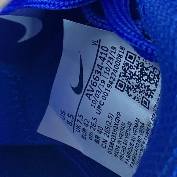 NIKE Vapor Drive Field Hockey Shoes MEN'S 8.5 cleats Blue Gum Sole AV6634-410