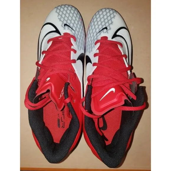 NIKE VAPOR EDGE ELITE 360 2 CLEATS WHITE/RED FOOTBALL MEN'S SIZES 9 &amp; 10 NEW