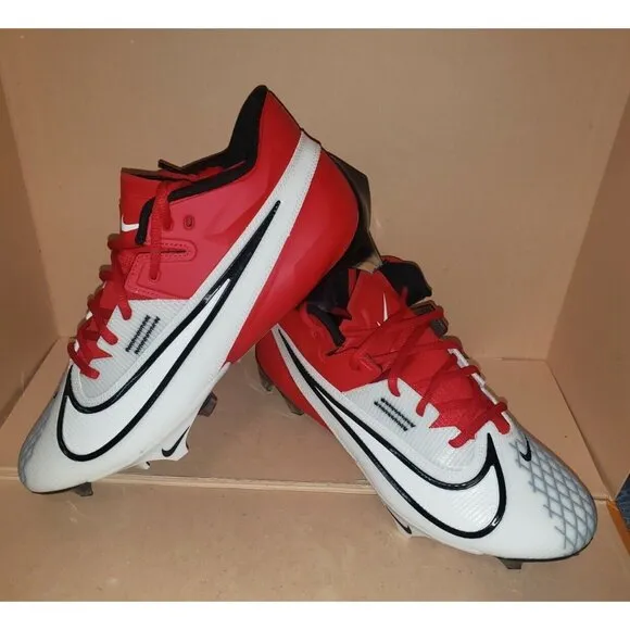NIKE VAPOR EDGE ELITE 360 2 CLEATS WHITE/RED FOOTBALL MEN'S SIZES 9 &amp; 10 NEW