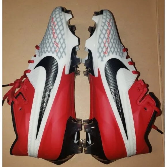 NIKE VAPOR EDGE ELITE 360 2 CLEATS WHITE/RED FOOTBALL MEN'S SIZES 9 &amp; 10 NEW