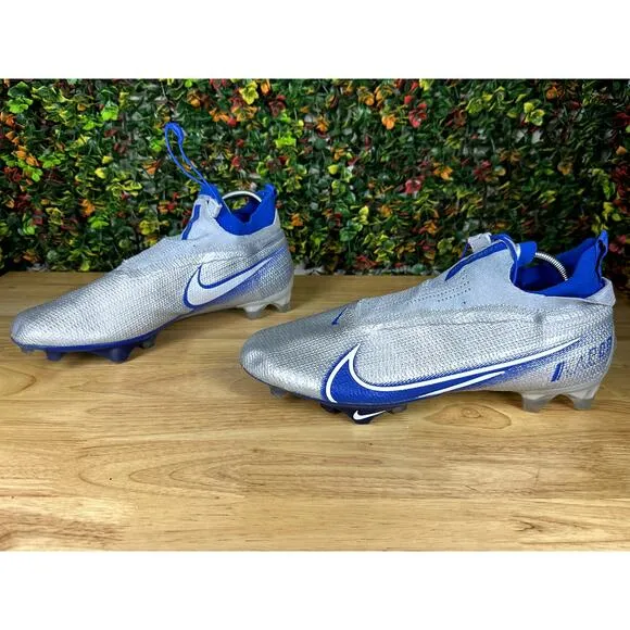 Nike Vapor Edge Elite 360 Flyknit Football Cleats Shoes AO8276 Grey Blue Mens 14