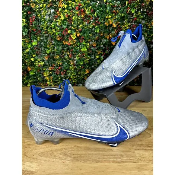 Nike Vapor Edge Elite 360 Flyknit Football Cleats Shoes AO8276 Grey Blue Mens 14