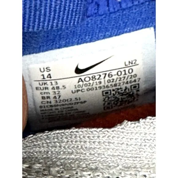 Nike Vapor Edge Elite 360 Flyknit Football Cleats Shoes AO8276 Grey Blue Mens 14