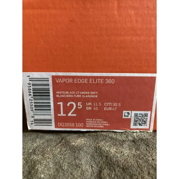 Nike Vapor Edge Elite 360 Football Shoes Cleats White Black DQ3558-100 Men 12.5