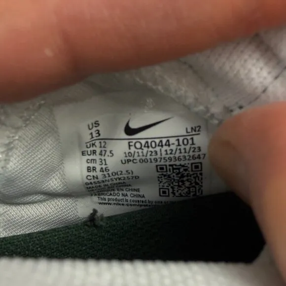Nike Vapor Edge Pro 360 2 TB Mens 13 Shoes White Green Football Cleats Sneakers