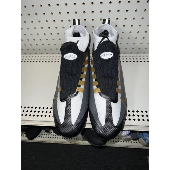 Nike Vapor Edge Pro 360 Black Metallic Gold Mens Football Cleats Size 15