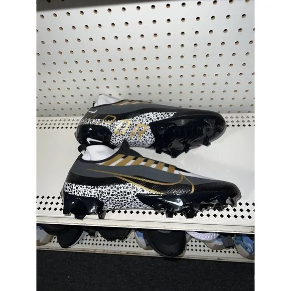 Nike Vapor Edge Pro 360 Black Metallic Gold Mens Football Cleats Size 15