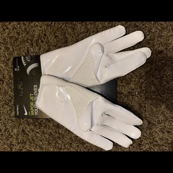 Nike Vapor Jet 6.0 Youth Football Triple White Gloves