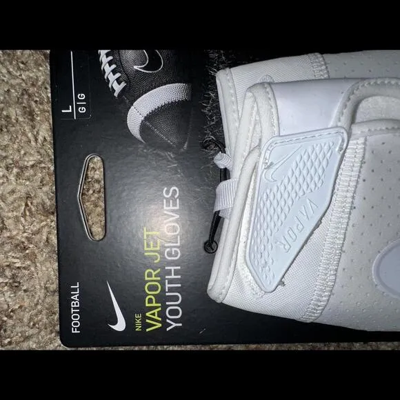 Nike Vapor Jet 6.0 Youth Football Triple White Gloves