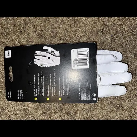 Nike Vapor Jet 6.0 Youth Football Triple White Gloves