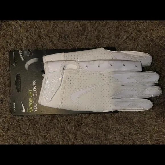 Nike Vapor Jet 6.0 Youth Football Triple White Gloves