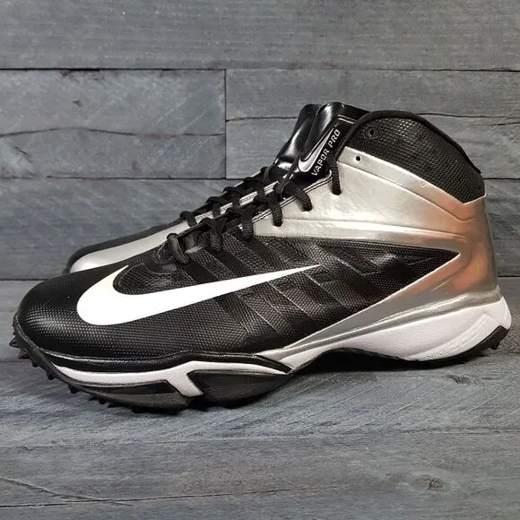 NIKE Vapor Pro 3/4 Destroyer Football Turf Shoes Mens 12.5 Black Silver White