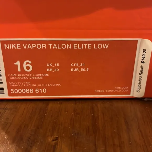Nike Vapor Talon Elite Low TD Football Cleats shoes 500068 610 red Men’s Size 16
