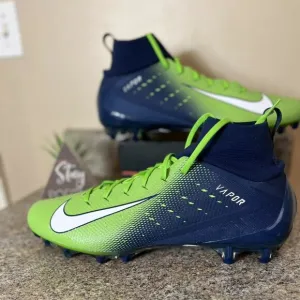 Nike Vapor Untouchable Pro 3 Cleats Seahawks‎ Neon Green Navy AO3021-400 Size 16