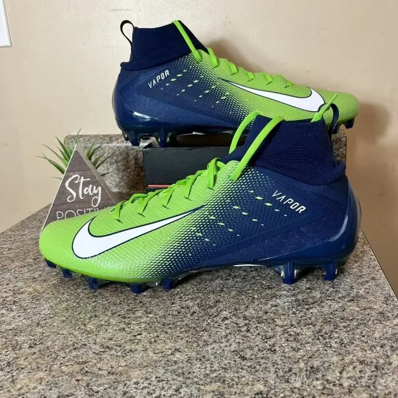 Nike Vapor Untouchable Pro 3 Cleats Seahawks‎ Neon Green Navy AO3021-400 Size 16