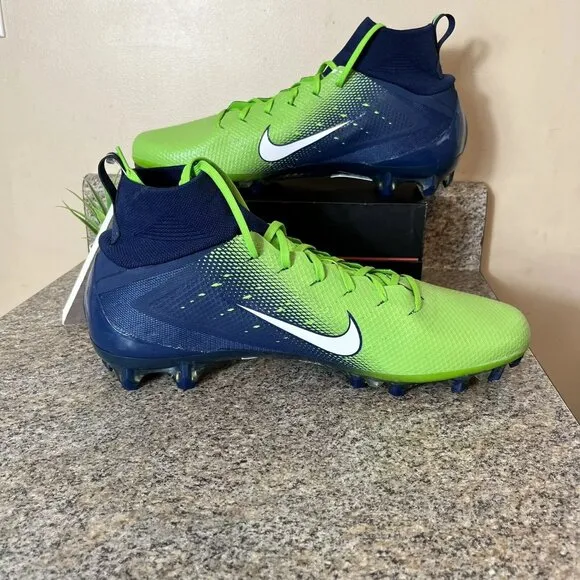 Nike Vapor Untouchable Pro 3 Cleats Seahawks‎ Neon Green Navy AO3021-400 Size 16