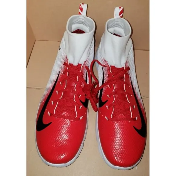 Nike Vapor Untouchable Speed Turf 2 Football WHITE RED AO8744-107 Size 14 New