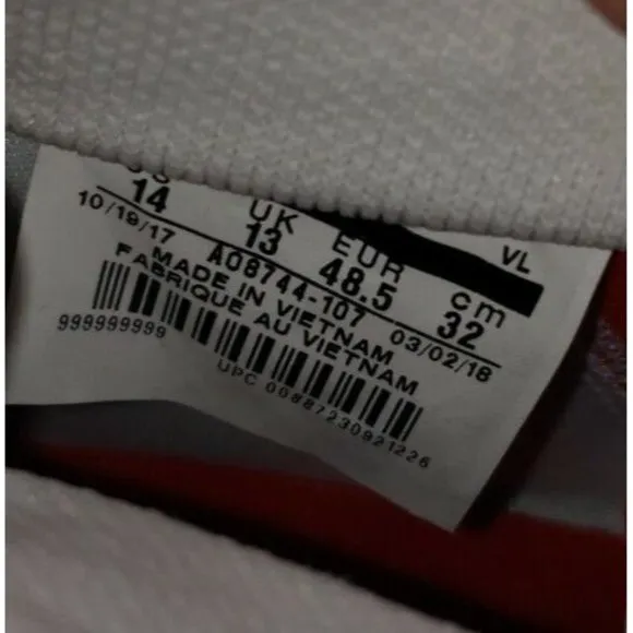 Nike Vapor Untouchable Speed Turf 2 Football WHITE RED AO8744-107 Size 14 New