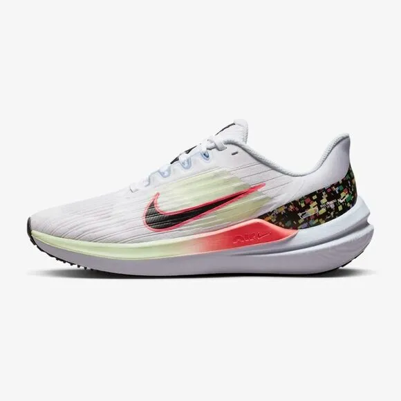 Nike Winflo 9 Road Running Shoes- White/Hot Punch/Football Grey