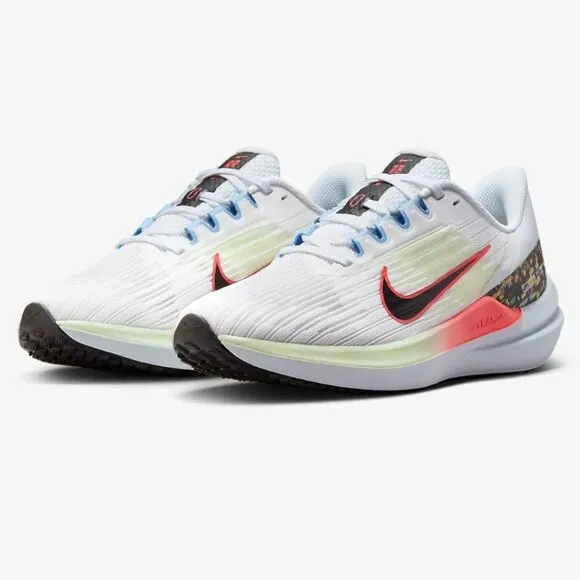 Nike Winflo 9 Road Running Shoes- White/Hot Punch/Football Grey
