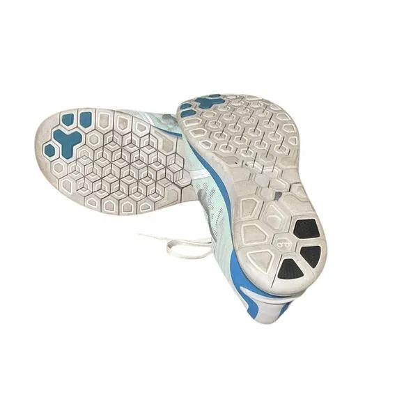 Nike Womens Free 4.0 718412-101 White &amp; Blue Running Shoes Sneakers Size 10.5