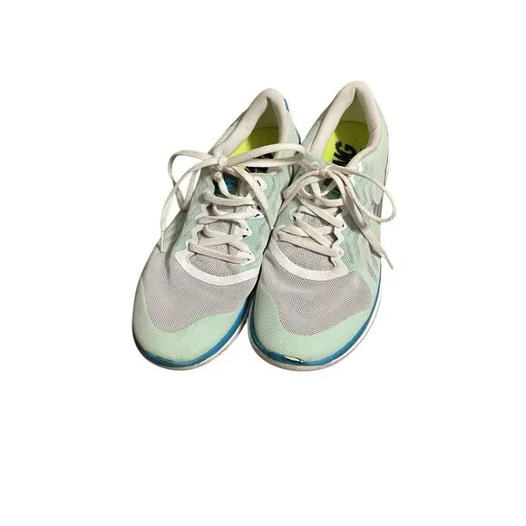 Nike Womens Free 4.0 718412-101 White &amp; Blue Running Shoes Sneakers Size 10.5