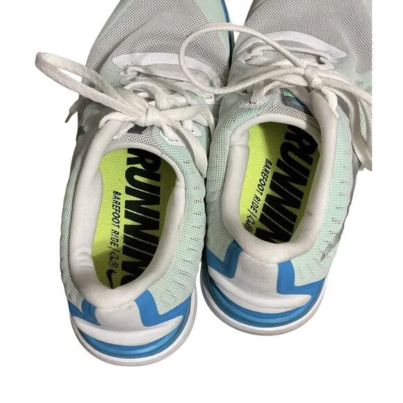 Nike Womens Free 4.0 718412-101 White &amp; Blue Running Shoes Sneakers Size 10.5