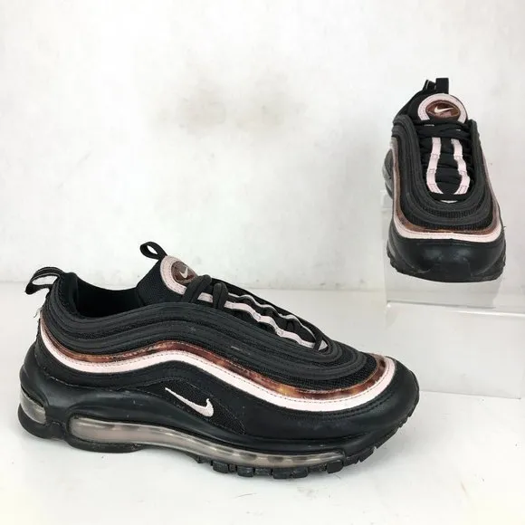 Nike Women's Size 6 Air Max 97 Black Woodgrain Brown Pink Lace-Up Sneakers Shoes