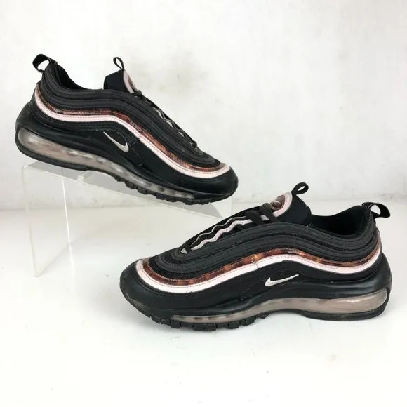 Nike Women's Size 6 Air Max 97 Black Woodgrain Brown Pink Lace-Up Sneakers Shoes