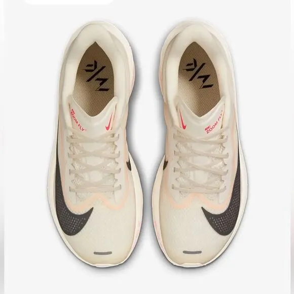 Nike Women’s Zoom Fly 6 Road Racing Shoes Sz 7.5 Pale Ivory Crimson Carbon Plate