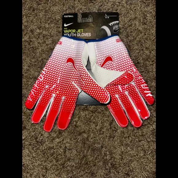 Nike Youth Vapor Jet 6.0 Football Gloves University Red/Wht