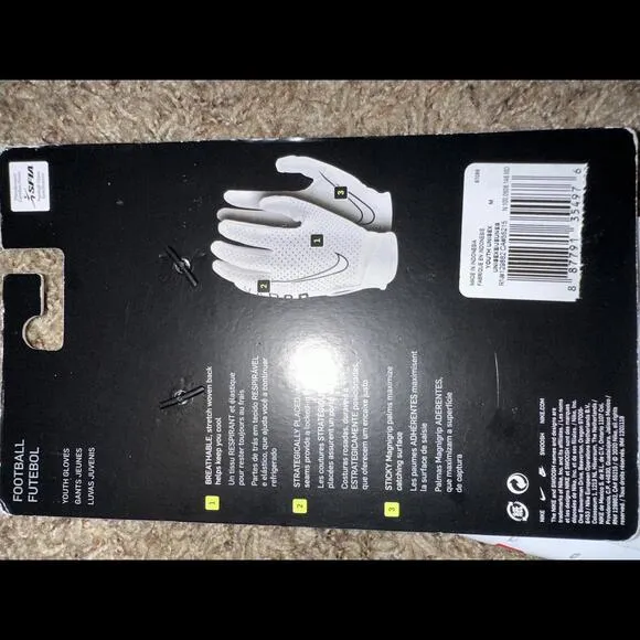 Nike Youth Vapor Jet 6.0 Youth Football White/University Red Gloves